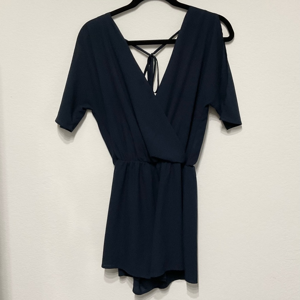 Leith Navy V-Neck Short Sleeve Romper